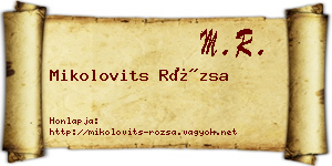Mikolovits Rózsa névjegykártya